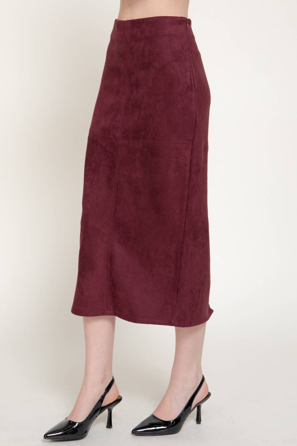 High Waist Faux Suede Pencil Skirt