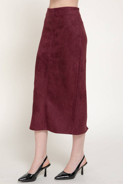 High Waist Faux Suede Pencil Skirt